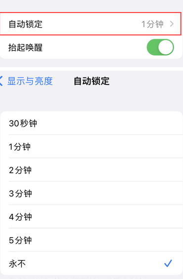 新邱苹果换屏维修分享无法调整iPhone自动锁屏的时间怎么办